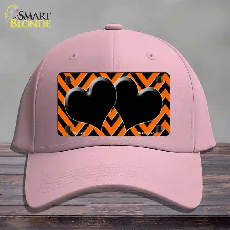 Orange Black Chevon Hearts Novelty License Plate Hat Cotton / Pink