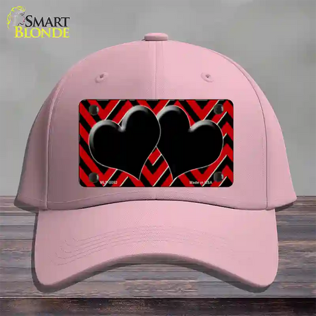 Red Black Chevon Hearts Novelty License Plate Hat Cotton / Pink