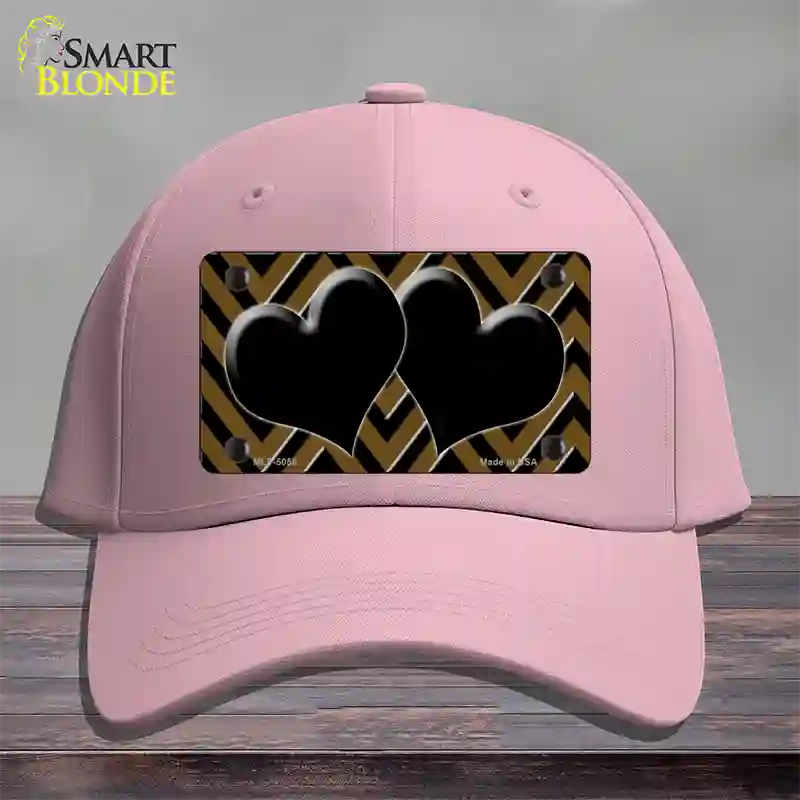 Brown Black Chevon Hearts Novelty License Plate Hat Cotton / Pink