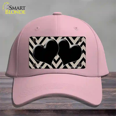 Tan Black Chevon Hearts Novelty License Plate Hat Cotton / Pink