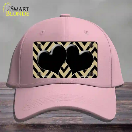 Gold Black Chevon Hearts Novelty License Plate Hat Cotton / Pink