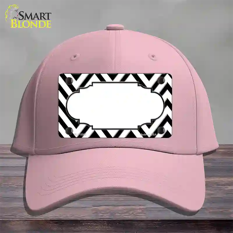 White Black Chevron Scallop Novelty License Plate Hat Cotton / Pink