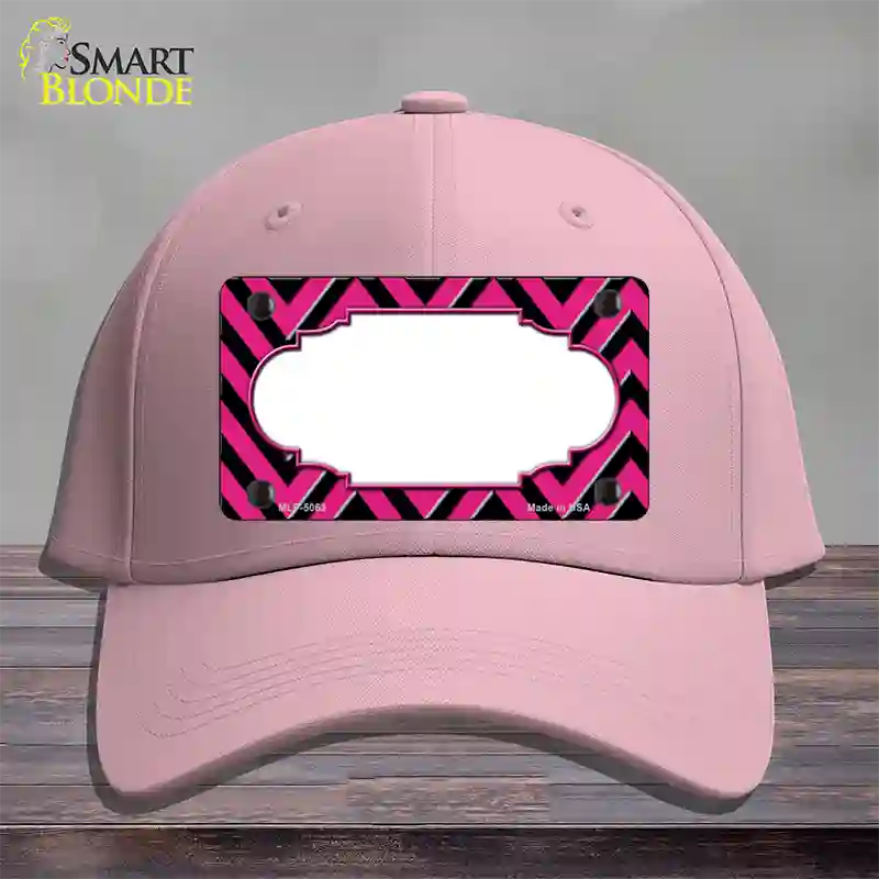 Pink Black Chevron Scallop Novelty License Plate Hat Cotton / Pink