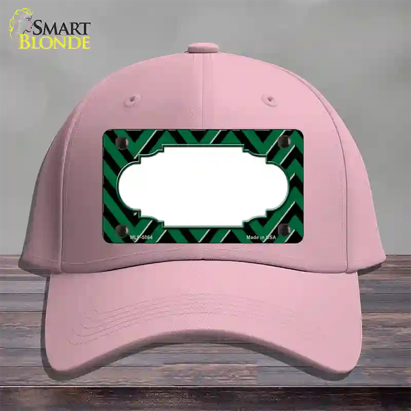 Green Black Chevron Scallop Novelty License Plate Hat Cotton / Pink