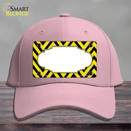 Yellow Black Chevron Scallop Novelty License Plate Hat Cotton / Pink