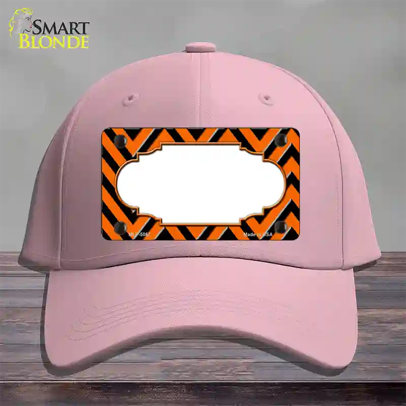 Orange Black Chevron Scallop Novelty License Plate Hat Cotton / Pink