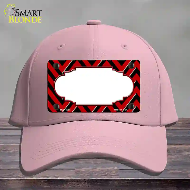 Red Black Chevron Scallop Novelty License Plate Hat Cotton / Pink