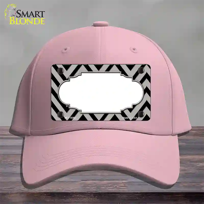 Grey Black Chevron Scallop Novelty License Plate Hat Cotton / Pink