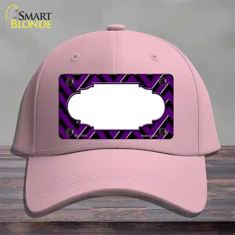 Purple Black Chevron Scallop Novelty License Plate Hat Cotton / Pink