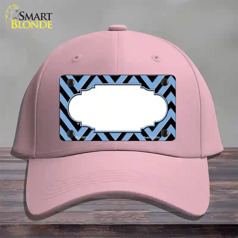 Light Blue Black Chevron Scallop Novelty License Plate Hat Cotton / Pink