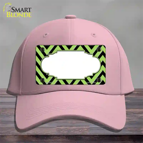 Lime Green Black Chevron Scallop Novelty License Plate Hat Cotton / Pink