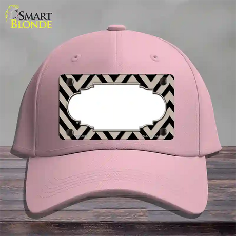 Tan Black Chevron Scallop Novelty License Plate Hat Cotton / Pink