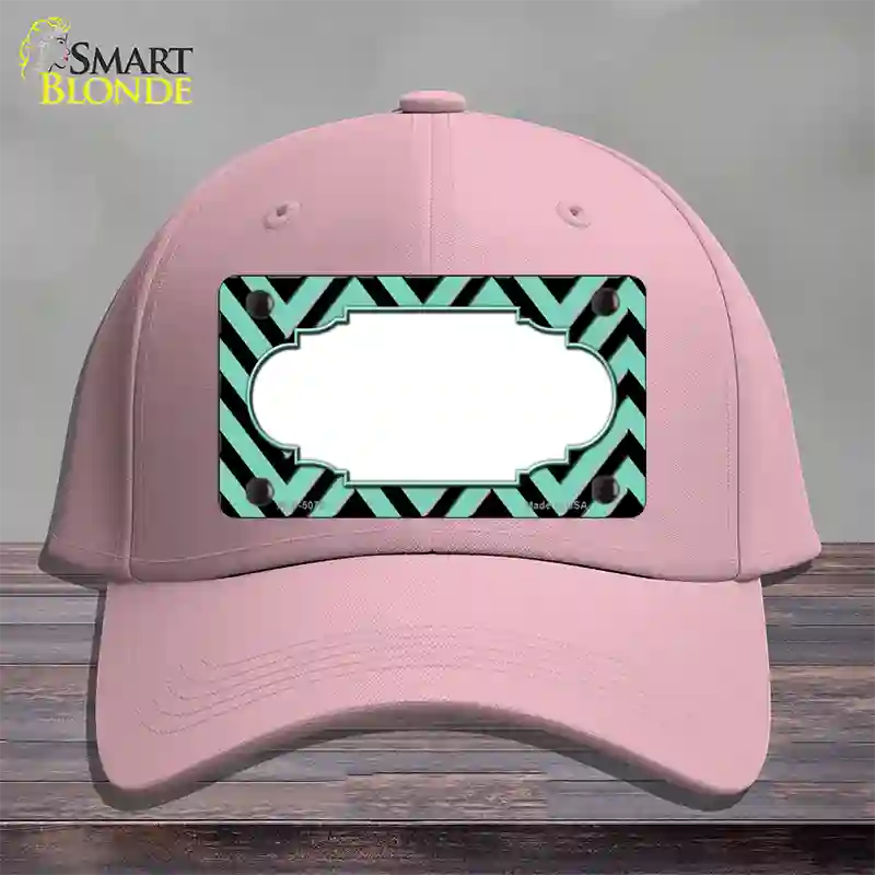 Mint Black Chevron Scallop Novelty License Plate Hat Cotton / Pink