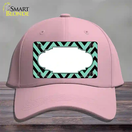 Mint Black Chevron Scallop Novelty License Plate Hat Cotton / Pink