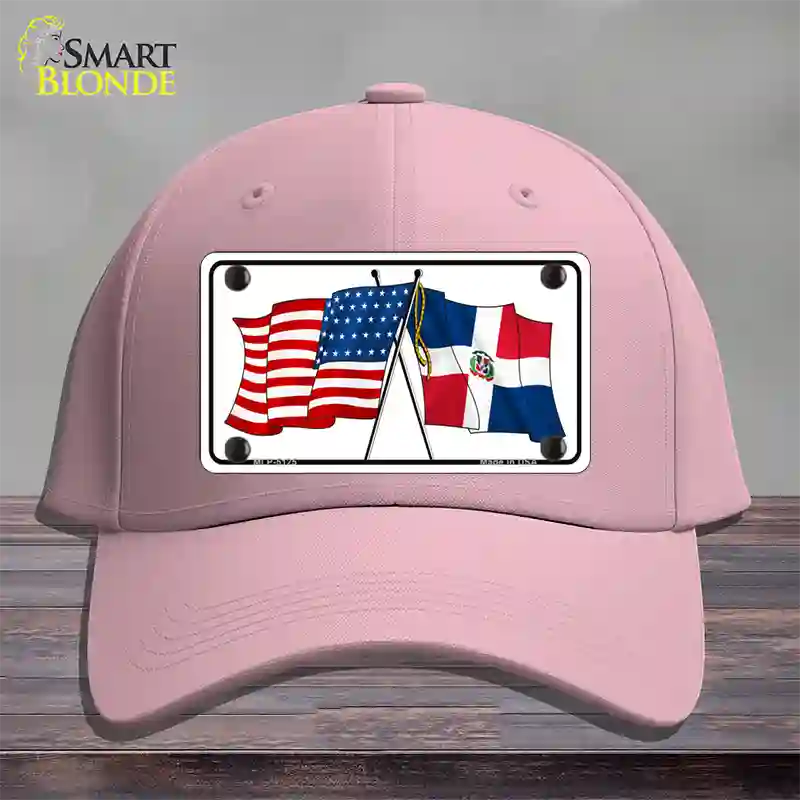 United States Dominican Republic Crossed Flags Novelty License Plate Hat Sign Cotton / Pink