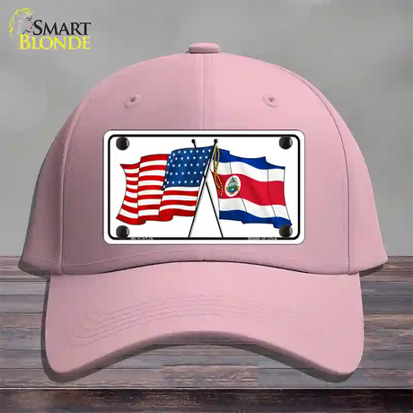 United States Costa Rica Crossed Flags Novelty License Plate Hat Sign Cotton / Pink