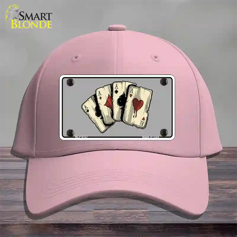 Four Aces Cards Novelty License Plate Hat Cotton / Pink