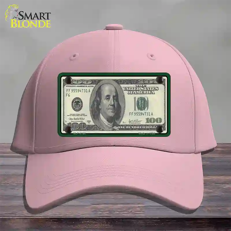 $100 Bill Novelty License Plate Hat Cotton / Pink