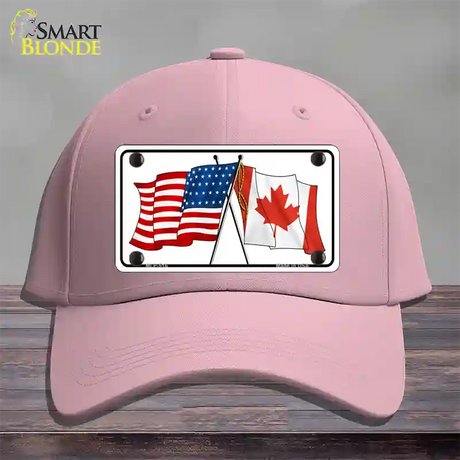 United States Canadian Flag Novelty License Plate Hat Cotton / Pink