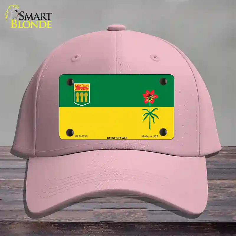 Saskatchewan Flag Novelty License Plate Hat Cotton / Pink