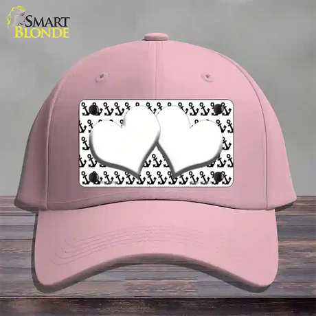 White Black Anchor White Heart Center Novelty License Plate Hat Cotton / Pink