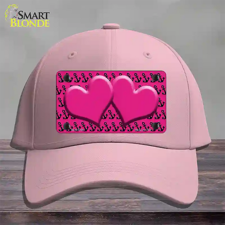 Pink Black Anchor Pink Heart Center Novelty License Plate Hat Cotton / Pink