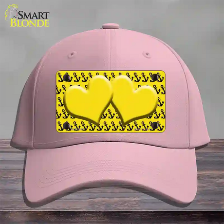 Yellow Black Anchor Yellow Heart Center Novelty License Plate Hat Cotton / Pink