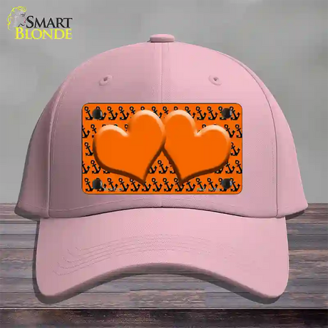 Orange Black Anchor Orange Heart Center Novelty License Plate Hat Cotton / Pink