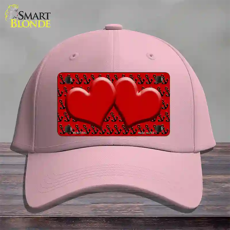 Red Black Anchor Red Heart Center Novelty License Plate Hat Cotton / Pink