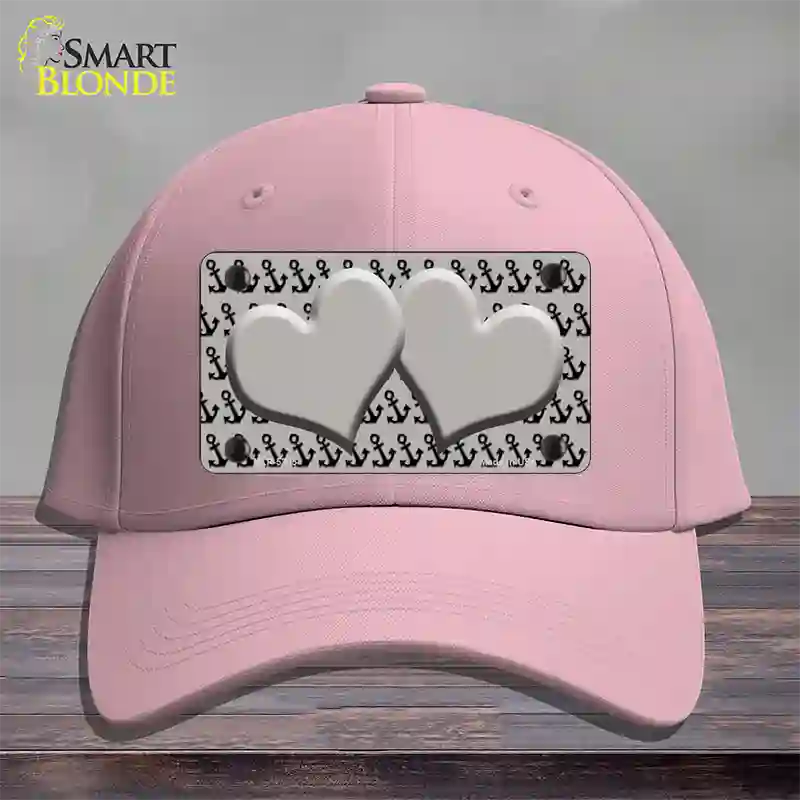 Grey Black Anchor Grey Heart Center Novelty License Plate Hat Cotton / Pink