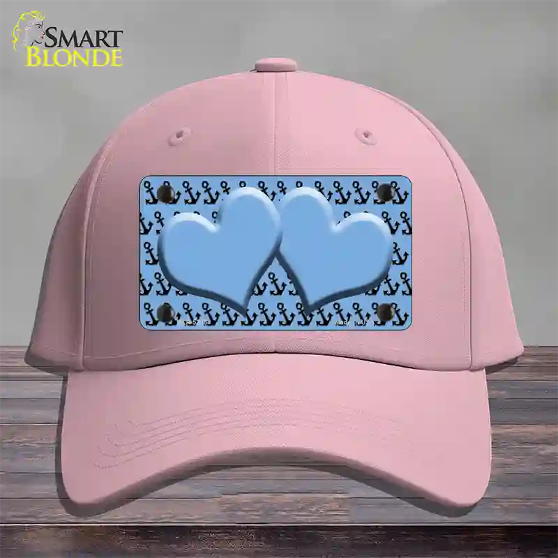 Light Blue Black Anchor Light Blue Heart Center Novelty License Plate Hat Cotton / Pink