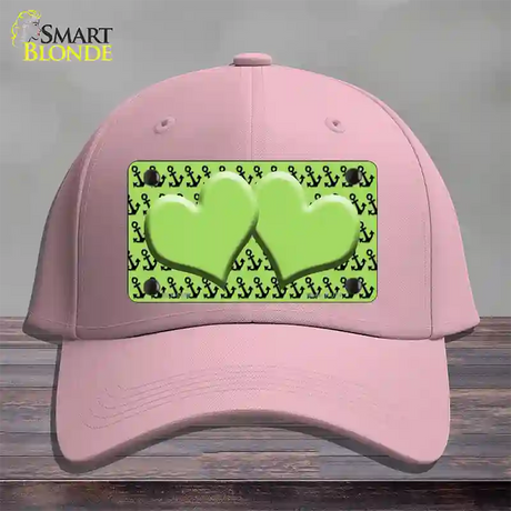 Lime Green Black Anchor Lime Green Heart Center Novelty License Plate Hat Cotton / Pink