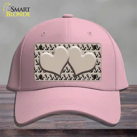 Tan Black Anchor Tan Heart Center Novelty License Plate Hat Cotton / Pink