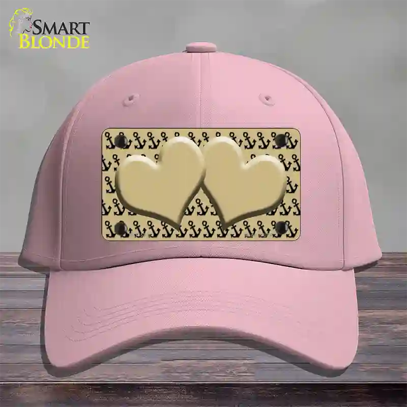 Gold Black Anchor Gold Heart Center Novelty License Plate Hat Cotton / Pink