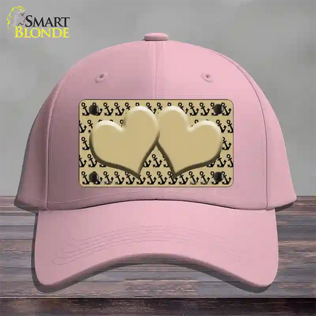 Gold Black Anchor Gold Heart Center Novelty License Plate Hat Cotton / Pink