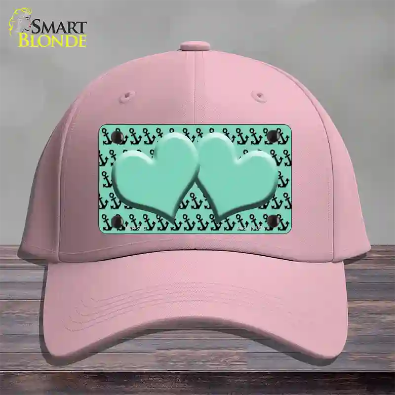 Mint Black Anchor Mint Heart Center Novelty License Plate Hat Cotton / Pink