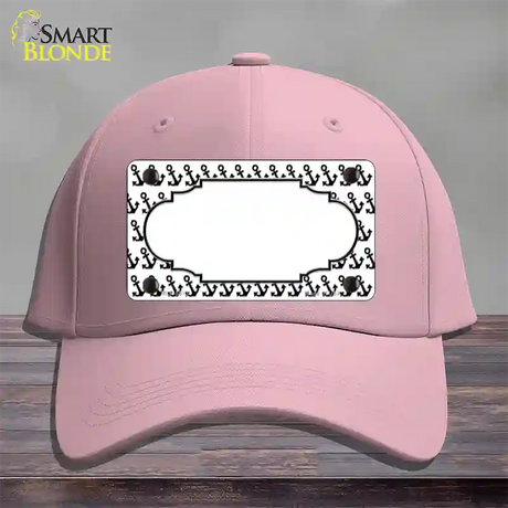 White Black Anchor Scallop Center Novelty License Plate Hat Cotton / Pink