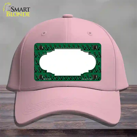 Green Black Anchor Scallop Center Novelty License Plate Hat Cotton / Pink