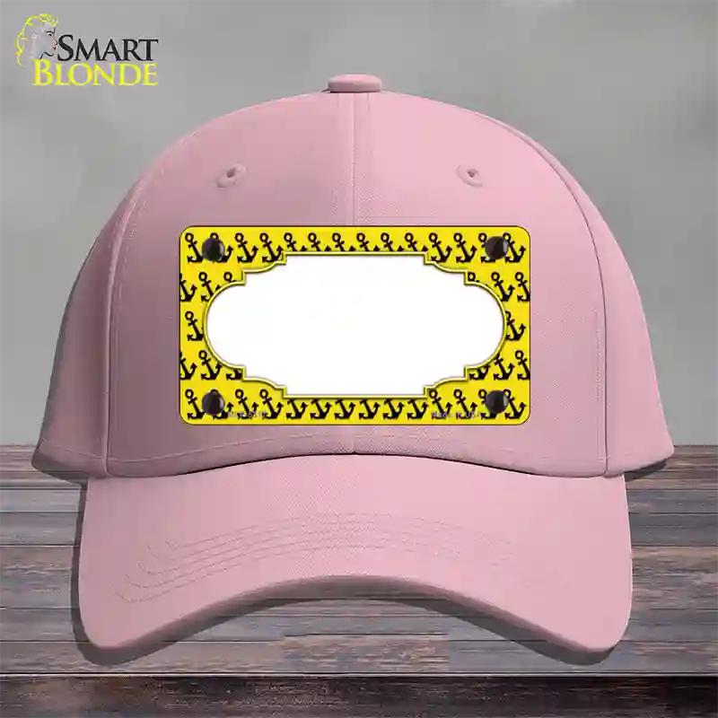 Yellow Black Anchor Scallop Center Novelty License Plate Hat Cotton / Pink