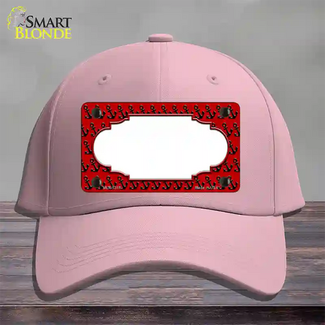 Red Black Anchor Scallop Center Novelty License Plate Hat Cotton / Pink