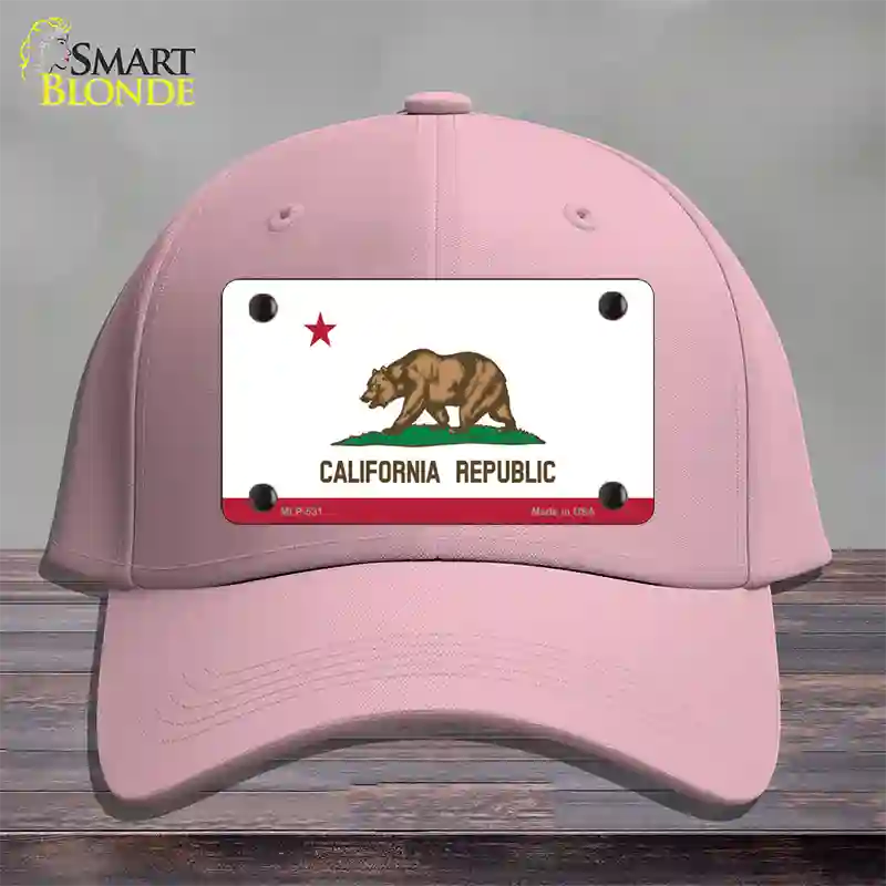 California State Flag Novelty License Plate Hat Cotton / Pink