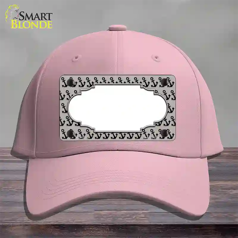 Grey Black Anchor Scallop Center Novelty License Plate Hat Cotton / Pink