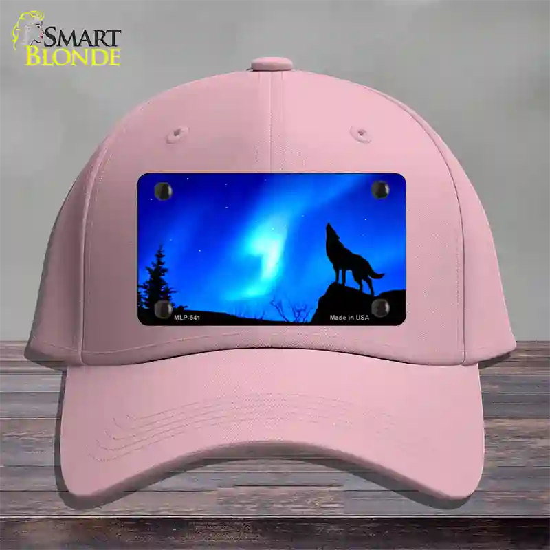 Wolf Howling Novelty License Plate Hat Cotton / Pink