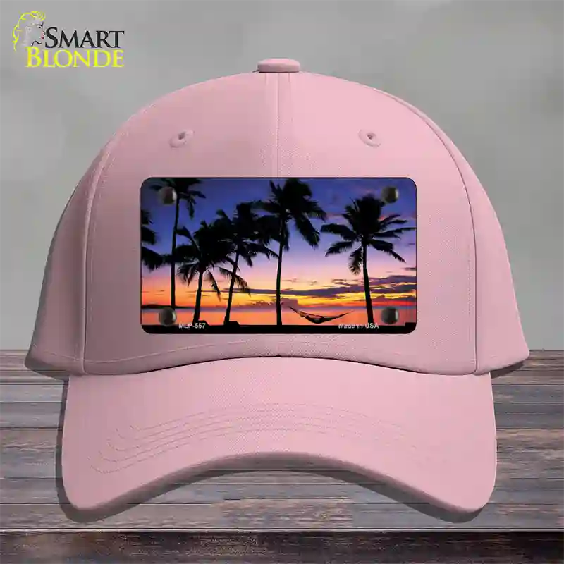 Sunset Hammock Novelty License Plate Hat Cotton / Pink