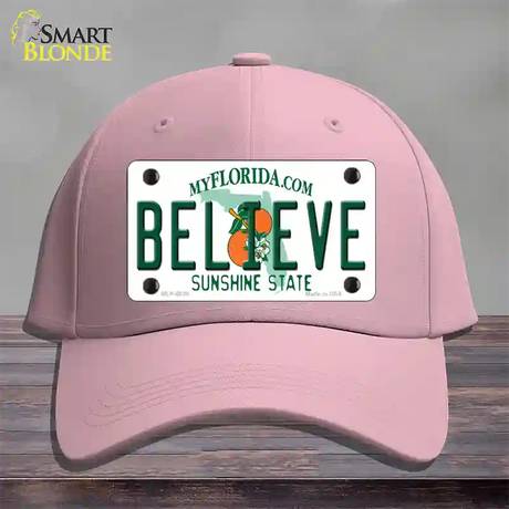 Believe Florida Novelty License Plate Hat Cotton / Pink