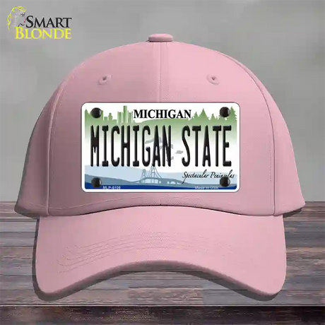 Michigan State Novelty License Plate Hat Cotton / Pink