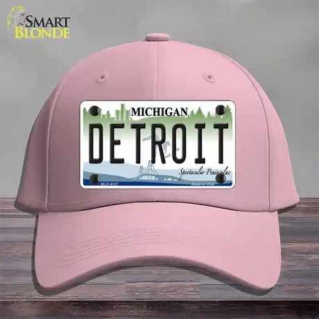 Detroit Michigan Novelty License Plate Hat Cotton / Pink