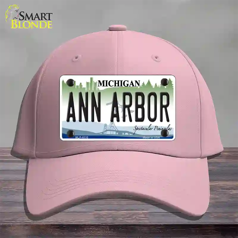 Ann Arbor Michigan Novelty License Plate Hat Cotton / Pink