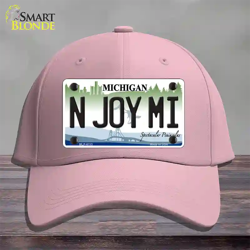 N Joy Mi Michigan Novelty License Plate Hat Cotton / Pink