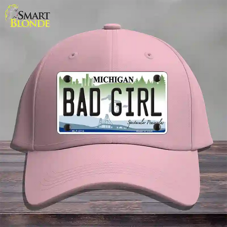 Bad Girl Michigan Novelty License Plate Hat Cotton / Pink